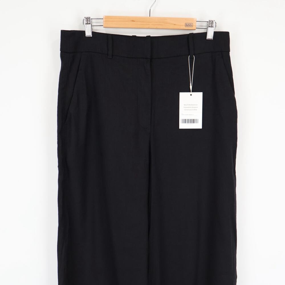 NWT Everlane The Wide-Leg High-Rise Trouser Pant In Stretch Linen Black Size 12 - Picture 6 of 11